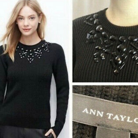 Ann Taylor Women's Black Midnight Flake Sweater - Picture 4 of 9